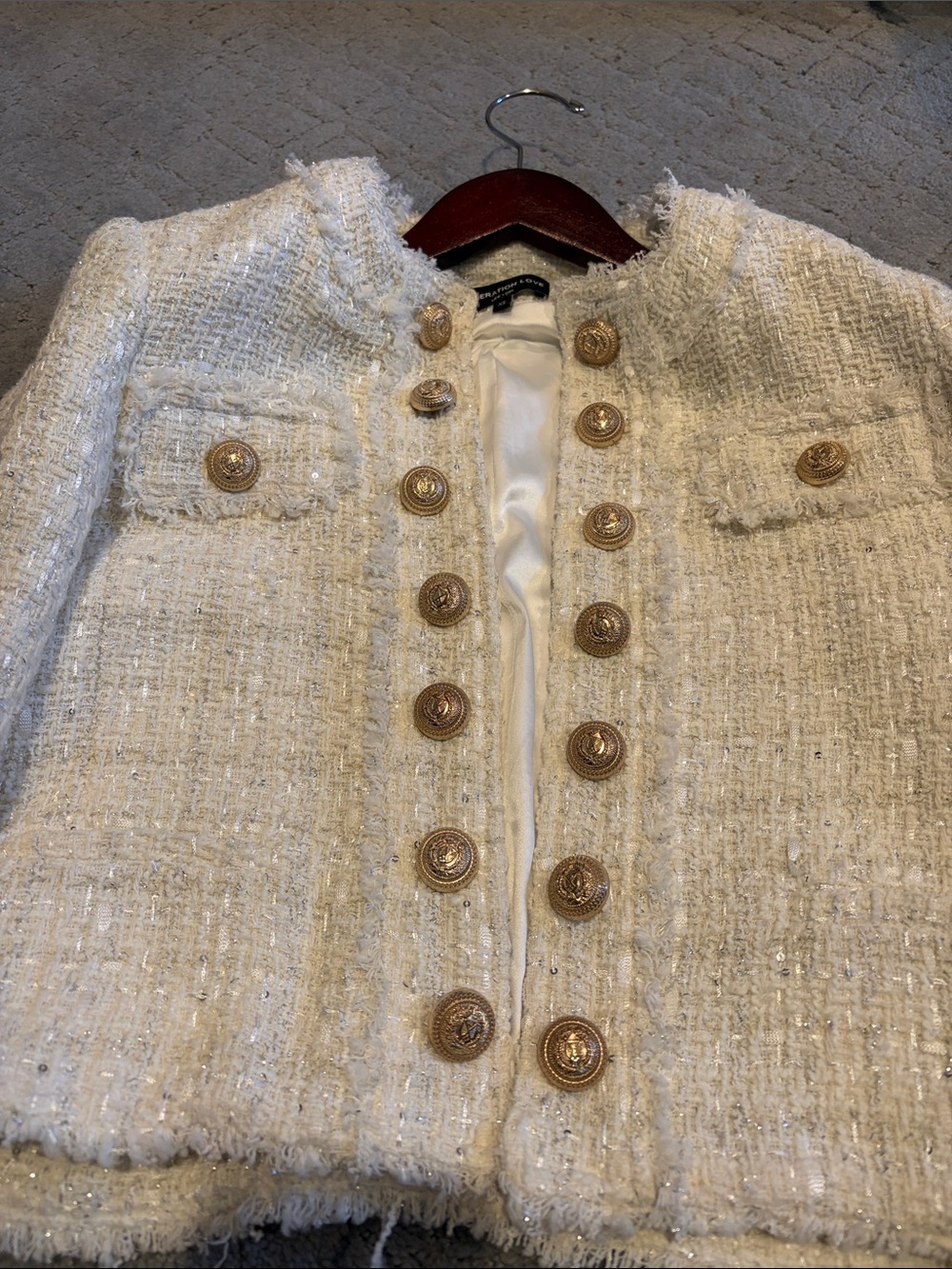 Generation Love Karson Cream Tweed Button-Front Jacket - Picture 2 of 5